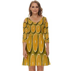 Orange Slices Cross Sections Pattern Shoulder Cut Out Zip Up Dress by artworkshop