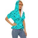 Flower Texture Textile Lightweight Drawstring Hooded Top View3