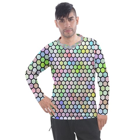 Honeycomb Art Pattern Design Background Men s Pique Long Sleeve Tee by Wegoenart