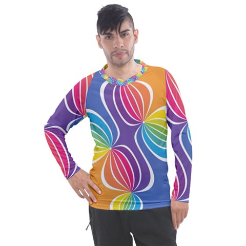 Illustration Abstract Background Pattern Rainbow Color Men s Pique Long Sleeve Tee by Wegoenart