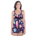 Cute-seamless-pattern-with-colorful-sweets-cakes-lollipops Skater Dress Swimsuit View1
