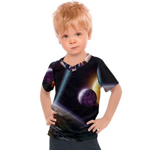 Planets In Space Kids  Sports Tee by Sapixe