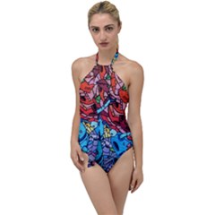 Graffiti-wall-mural-painting-arts Go With The Flow One Piece Swimsuit by Simbadda