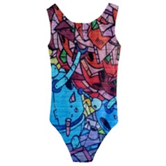 Graffiti-wall-mural-painting-arts Kids  Cut-out Back One Piece Swimsuit by Simbadda