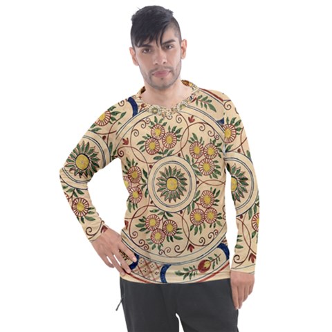 Illustration Painting Vintage Antique Plate China Men s Pique Long Sleeve Tee by Wegoenart