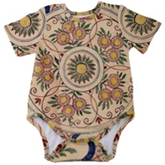 Illustration Painting Vintage Antique Plate China Baby Short Sleeve Onesie Bodysuit by Wegoenart