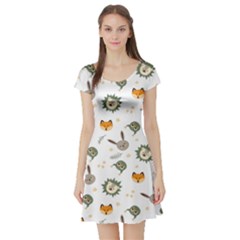 Rabbit, Lions And Nuts  Short Sleeve Skater Dress by ConteMonfrey