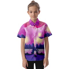 Landscape Illustration Illustrator Kids  Short Sleeve Shirt by Wegoenart
