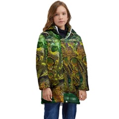 Chameleon Reptile Lizard Animal Kid s Hooded Longline Puffer Jacket by Wegoenart
