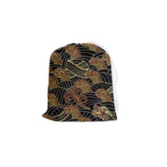 Oriental Traditional Seamless Pattern Drawstring Pouch (small) by Wegoenart