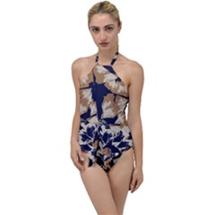 Illustration Abstract Flower Background Pattern Go With The Flow One Piece Swimsuit by Wegoenart