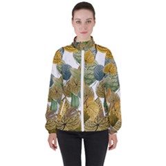 Illustration Sheet Autumn Color Drawing Women s High Neck Windbreaker by Wegoenart