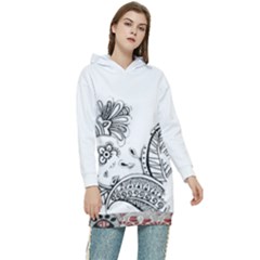 Im Fourth Dimension Black White 28 Women s Long Oversized Pullover Hoodie by imanmulyana