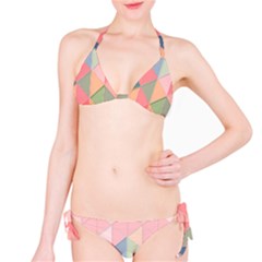Illustration Pink Background Geometric Triangle Classic Bikini Set by Wegoenart