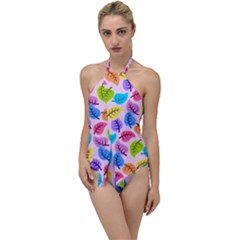 Pattern Illustration Background Abstract Leaves To Dye Go With The Flow One Piece Swimsuit by Wegoenart