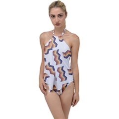 Illustration Abstract-art Diagonal Stripe Stripes Go With The Flow One Piece Swimsuit by Wegoenart
