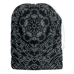 Illustration Black White Rosette Mandala Ornament Wallpaper Drawstring Pouch (3xl) by Wegoenart