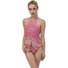 Illustration Graphic Pattern Texrure Pink Maeble Go With The Flow One Piece Swimsuit by Wegoenart
