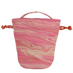 Illustration Graphic Pattern Texrure Pink Maeble Drawstring Bucket Bag by Wegoenart