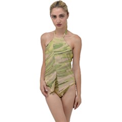 Green Pattern Texture Marble Go With The Flow One Piece Swimsuit by Wegoenart
