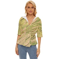 Green Pattern Texture Marble Lightweight Drawstring Hooded Top by Wegoenart