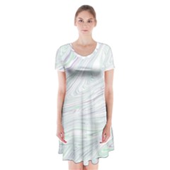 Illustration Marble Texture Marble Painting Short Sleeve V-neck Flare Dress by Wegoenart