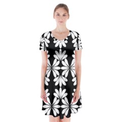 Illustration Floral Pattern Floral Background Short Sleeve V-neck Flare Dress by Wegoenart