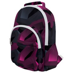 Illustration Hexagon Geometric Art Design Rounded Multi Pocket Backpack by Wegoenart