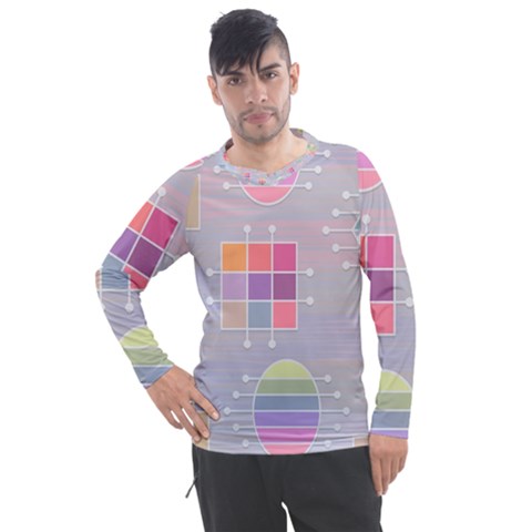 Illustration Pastel Shape Geometric Men s Pique Long Sleeve Tee by Wegoenart