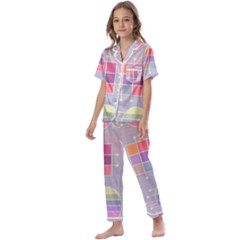 Illustration Pastel Shape Geometric Kids  Satin Short Sleeve Pajamas Set by Wegoenart