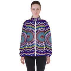Illustration Kaleidoscope Geometric Circles Women s High Neck Windbreaker by Wegoenart