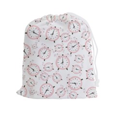 Illustration Background Pattern Texture Clock Drawstring Pouch (2xl) by Wegoenart