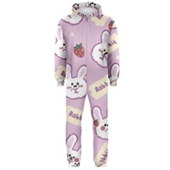 Illustration Rabbit Cartoon Background Pattern Hooded Jumpsuit (men) by Sudhe