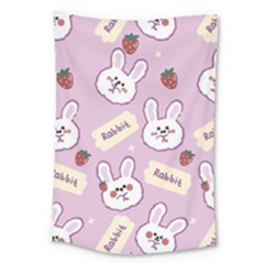 Illustration Rabbit Cartoon Background Pattern Large Tapestry by Sudhe