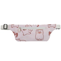 Pig Cartoon Background Pattern Active Waist Bag by Sudhe