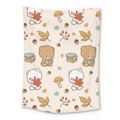 Illustration Bear Cartoon Background Pattern Medium Tapestry by Sudhe