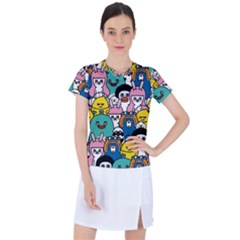 Illustration Animals Cartoon Background Pattern Women s Sports Top by Sudhe