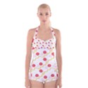 Illustration Abstract Line Pattern Dot Lines Decorative Boyleg Halter Swimsuit  View1