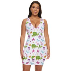 Turtles Animals Sea Life Draped Bodycon Dress by Amaryn4rt