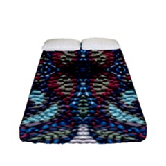 Blue Onn Burgundy Fitted Sheet (full/ Double Size) by kaleidomarblingart