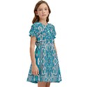 Mandala Blue Kids  Bow Tie Puff Sleeve Dress View2