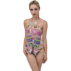 Illustration Seamless Pattern Standardize Go With The Flow One Piece Swimsuit by danenraven
