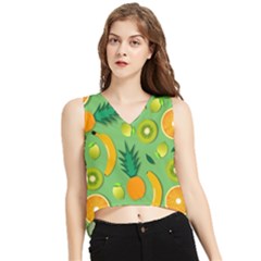 Fruit Tropical Pattern Design Art V-neck Cropped Tank Top by danenraven