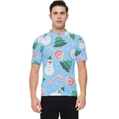Christmas Sweets Snowman Background Men s Short Sleeve Rash Guard by danenraven