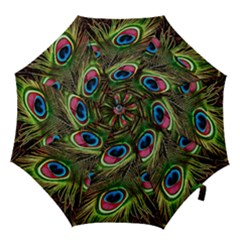 Peacock Feathers Color Plumage Hook Handle Umbrellas (medium) by Celenk