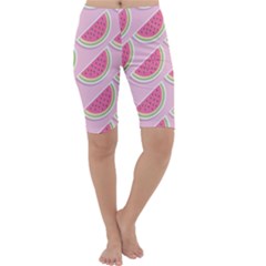 Pink Melon Wayermelon Pattern Food Fruit Melon Cropped Leggings  by Ravend