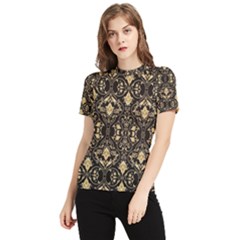 Vintage Batik Art Architecture Pattern Women s Short Sleeve Rash Guard by Ravend