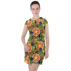 Fruits Star Blueberry Cherry Leaf Drawstring Hooded Dress by Ravend