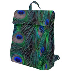 Beautiful Peacock Feathers Flap Top Backpack by Ravend