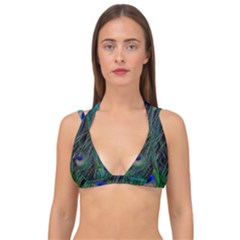 Beautiful Peacock Feathers Double Strap Halter Bikini Top by Ravend